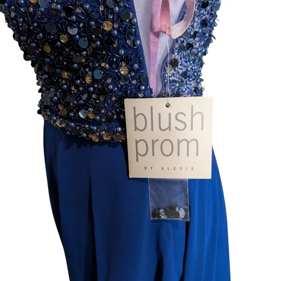 The New Blush Prom by Alexia Navy Beaded Formal Prom Dress Style 11535 size 6 - Picture 6 of 9